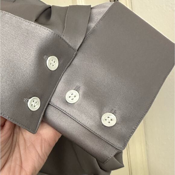 Haider Ackermann Silver Silk Charmeuse Oversized Top size FR 34 - Picture 7 of 15